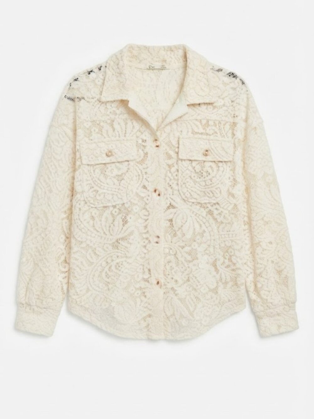 Ivory Crochet Lace Button-Up Blouse